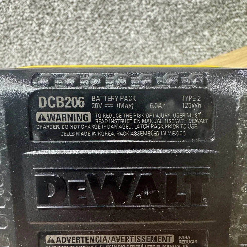 DEWALT DCB206 20V MAX XR 6Ah Lithium Ion Battery Type 2 Tested & Working